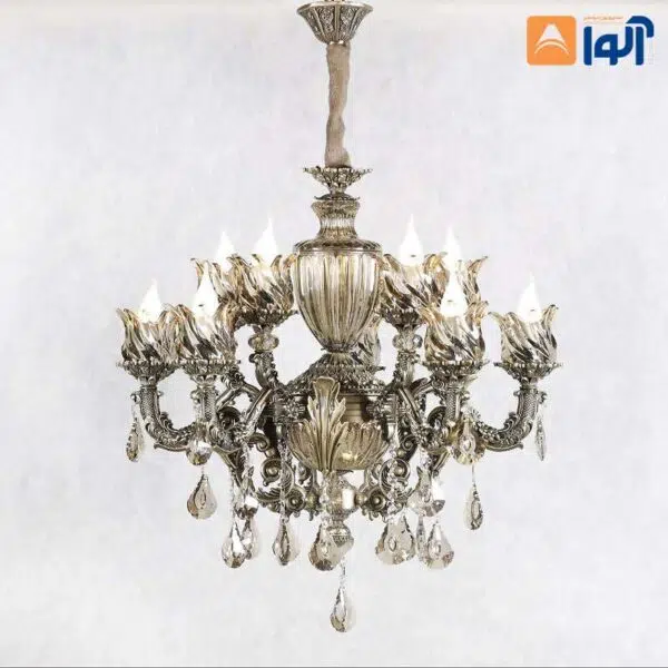 لوستر-کلاسیک-12-شعله-سوگل-طوق-کریستانی لوستر کلاسیک 12 شعله سوگل طوق کریستانی - Image 1